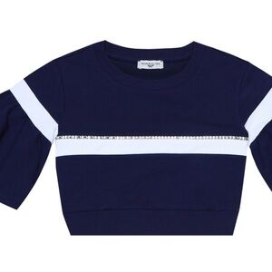 MonnaLisa Navy and White girls top with crystal embellishments